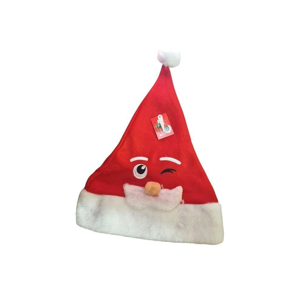 Kit 5 Gorros De Natal De Pelúcia Com Carinha De Papai Noel