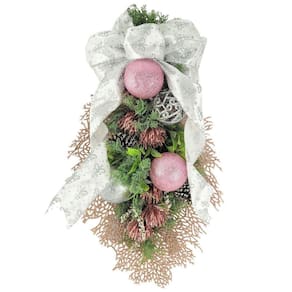Guirlanda Natalina Rosa E Prata 59X35Cm Natal Exclusivo