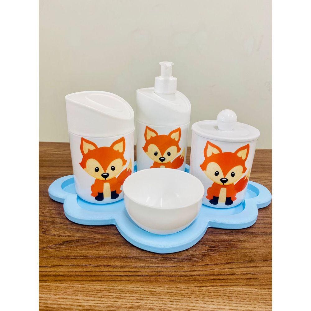 Kit Higiene Raposinha Baby c/bandeja nuvem azul