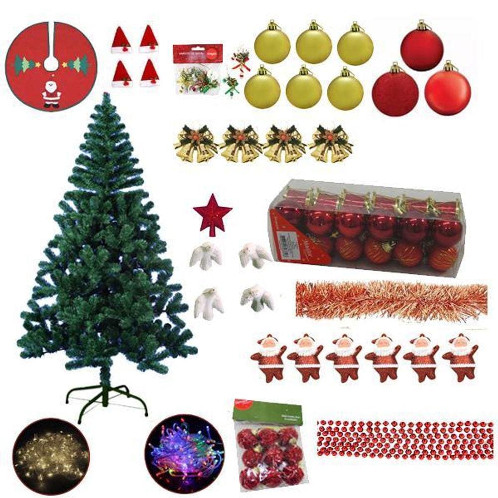 Árvore Natal Noruega 1,50M 320G Decorada 122 Itens P 110V