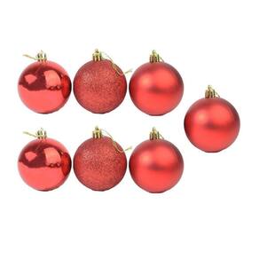 Enfeite Bola Natalina Lisa 7 Peças Em Plástico 3Cm Vermelha