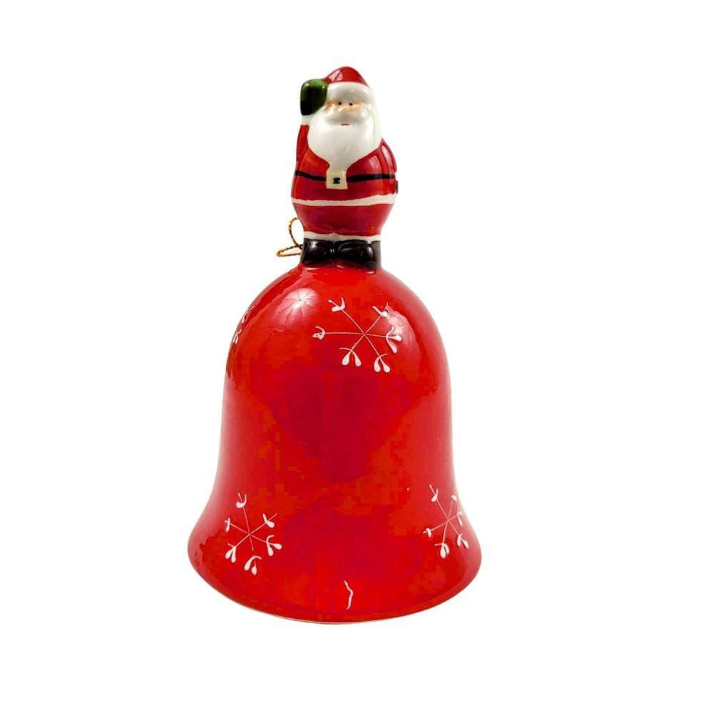 Sino Vermelho Decorativo 15X10Cm Enfeite Natal Papai Noel