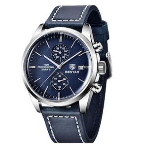 Relógio De Quartzo Esportivo Masculino Benyar Luxo Impermeável Cronógrafo Azul