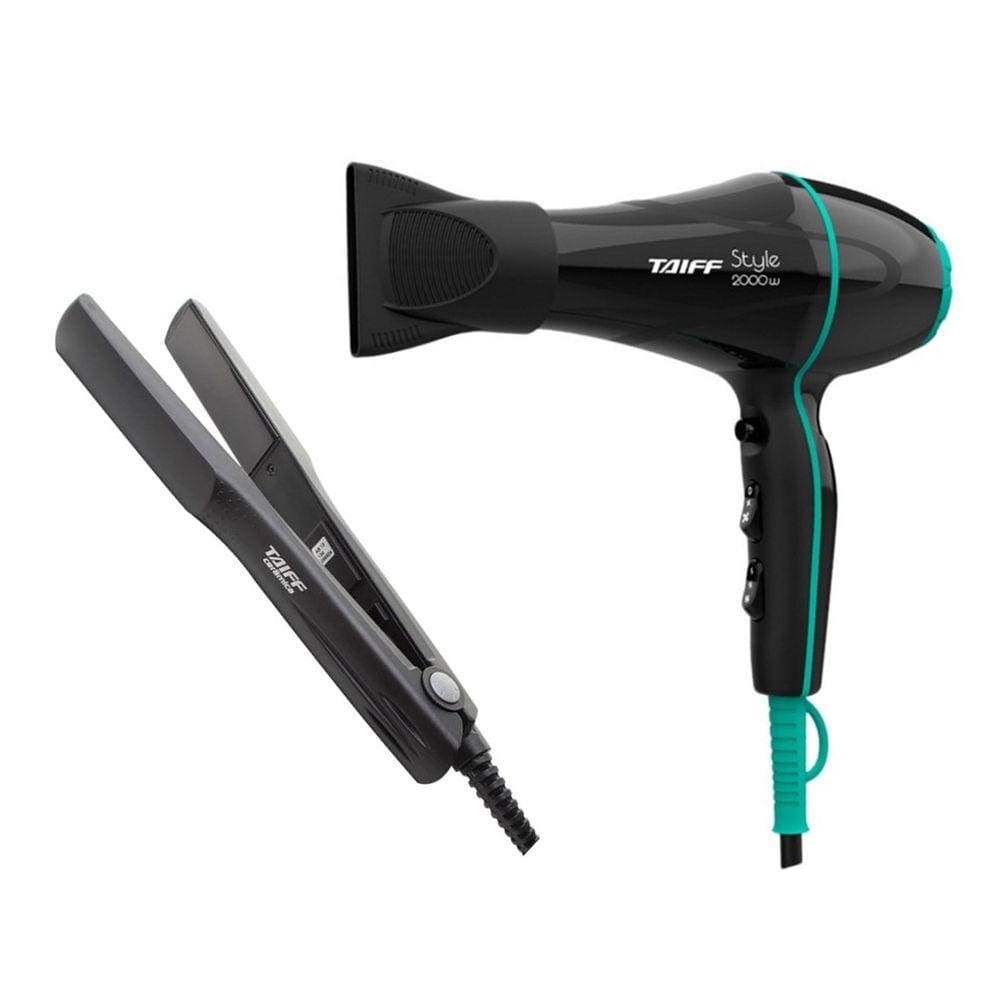 Kit Taiff - Secador Profissional Style Preto 2000W 220V + Prancha Ceramic 180ºc Bv