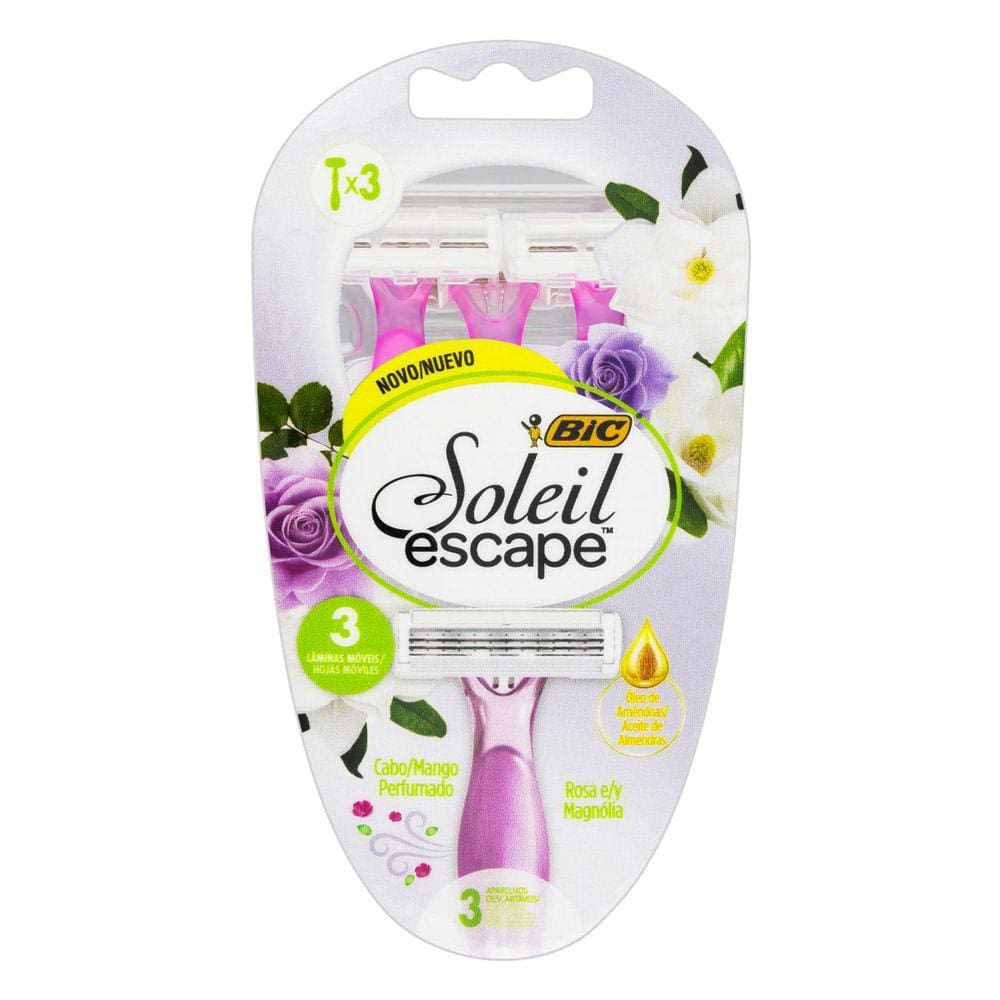 Aparelho de Depilação Bic Soleil Escape Rosa e Magnólia 3 Unidades