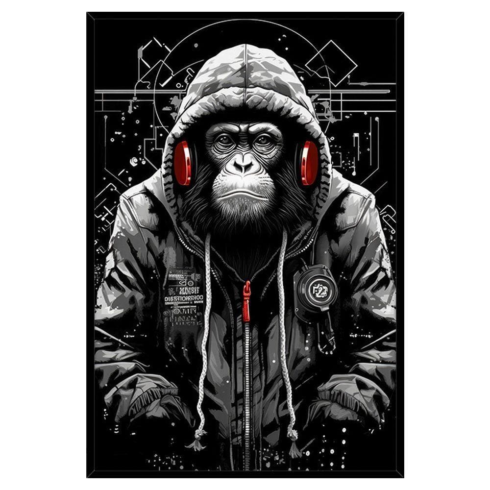Quadro Decorativo Macaco Estiloso Moldura Cx Alta 40x60 Titulo Moldura Preta