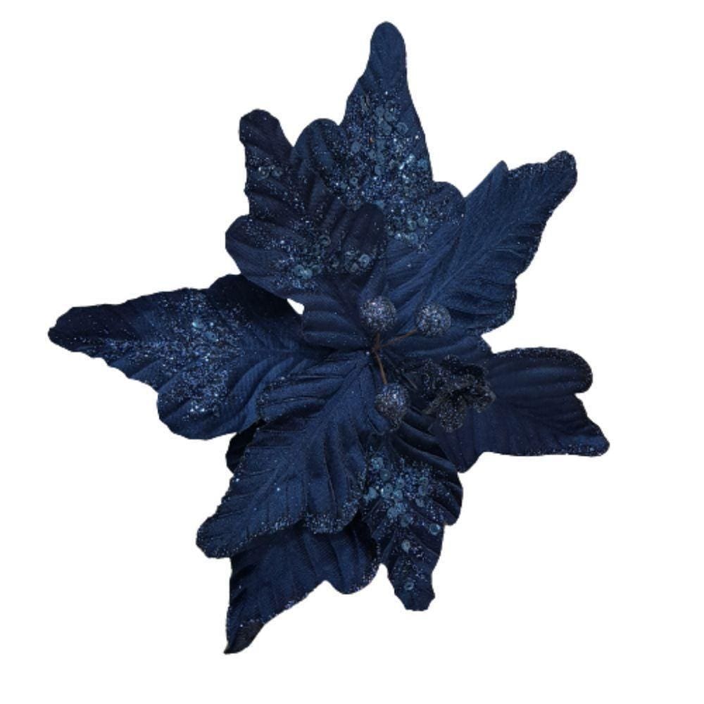 Flor Artificial Veludo Azul 30cm