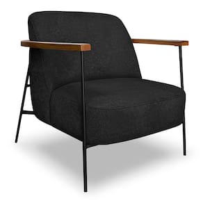 Poltrona Decorativa Celeste Linho Bouclê Preto Base de Ferro Preto - Pallazio