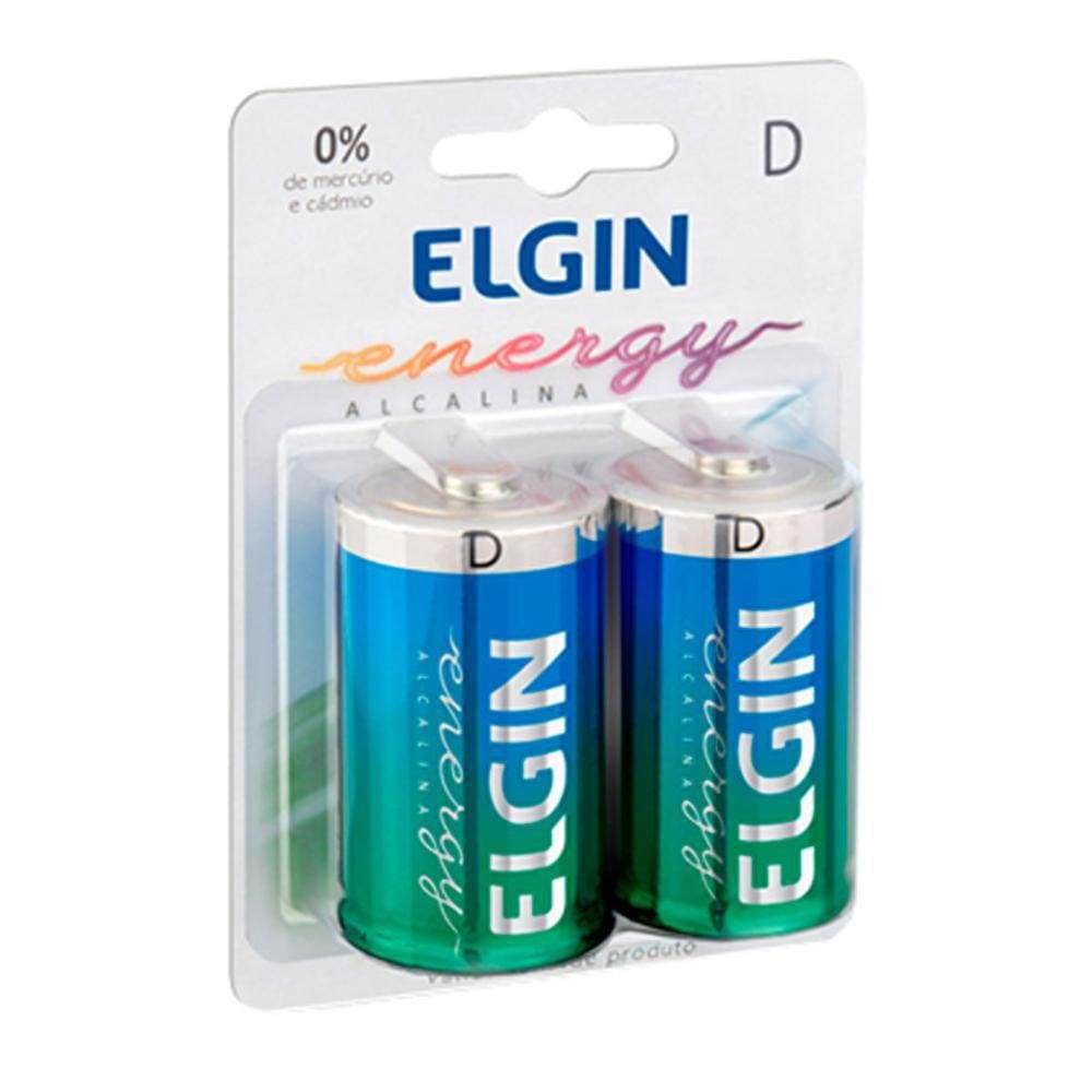 Pilha Alcalina D Elgin LR20 - com 2 unidades - 82157