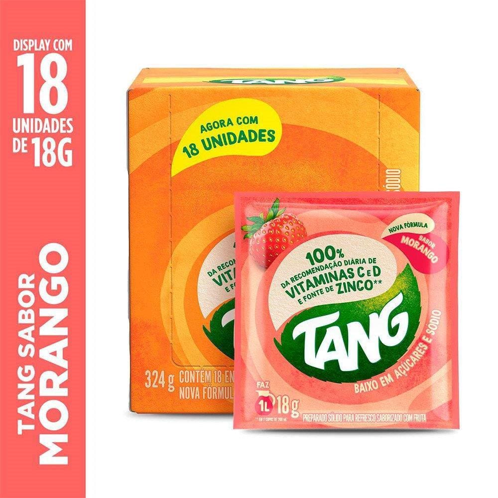 Refresco em Pó Tang Morango 18g Display com 18 Unidades