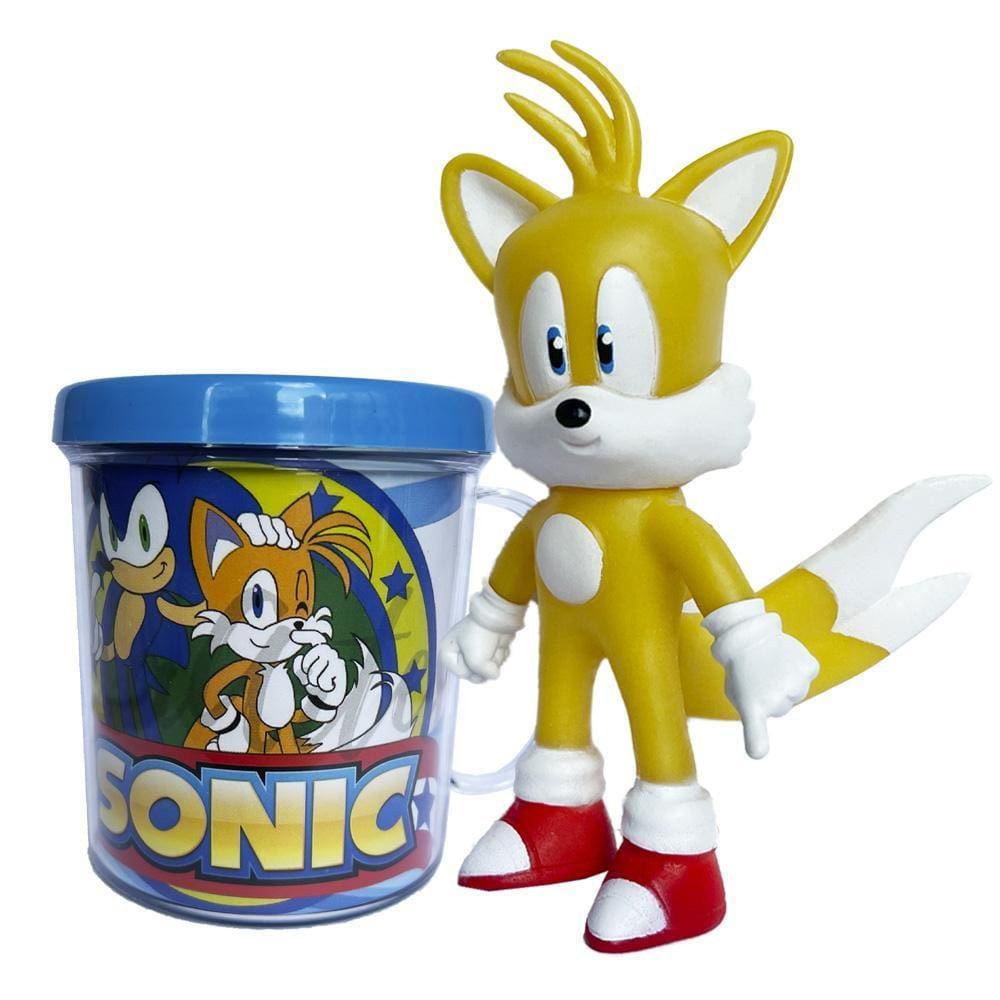 Boneco Sonic Vermelho Collection Com Caneca Personalizada - Super