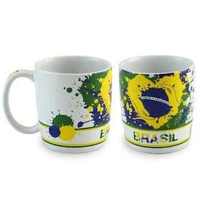 Caneca Ceraflame Brasil Branca 350ml Cerâmica Premium