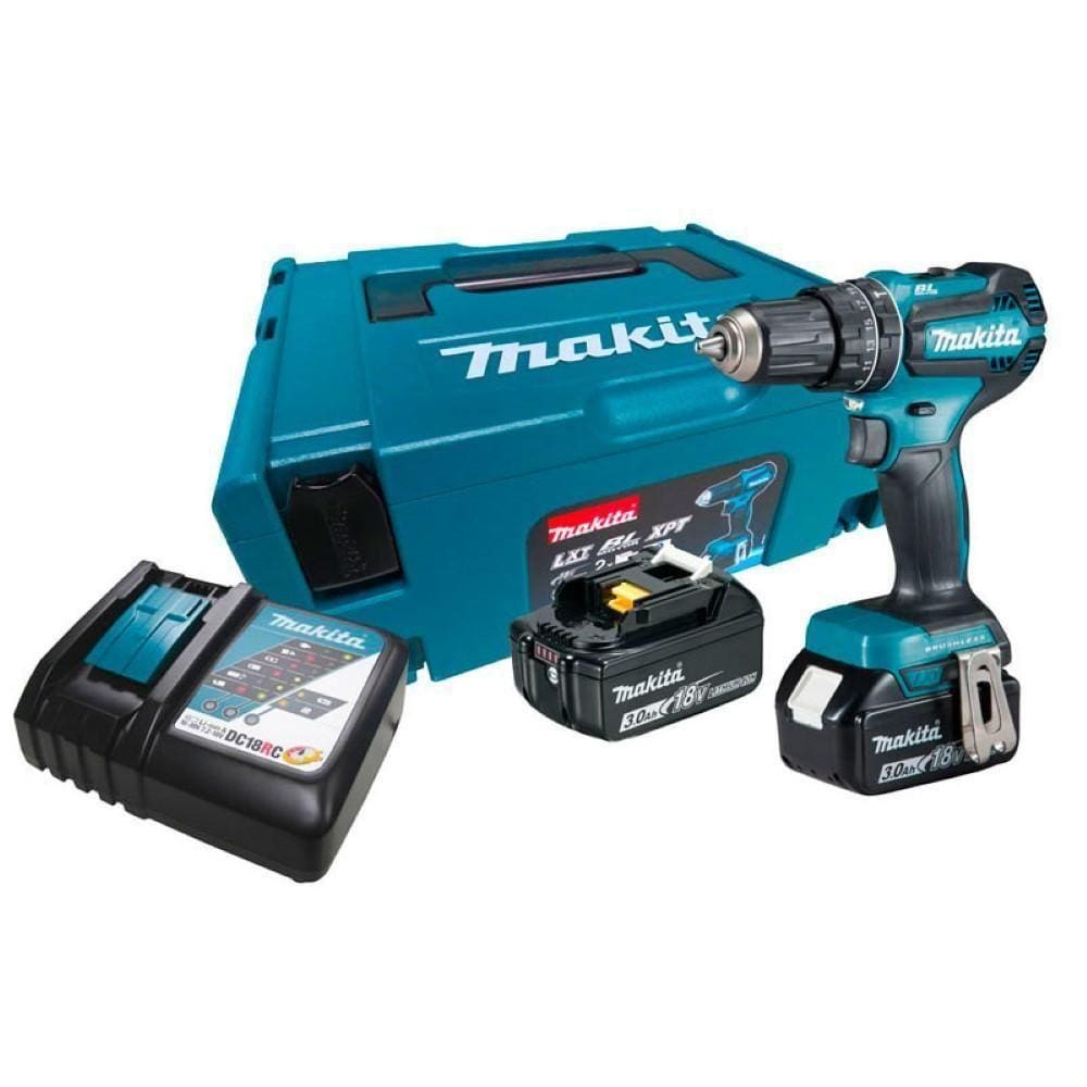 Parafusadeira Furadeira 18v Lxt Com 2 Baterias Carregador Bit E Maleta Mak-pac 2 Dhp485rfj Makita