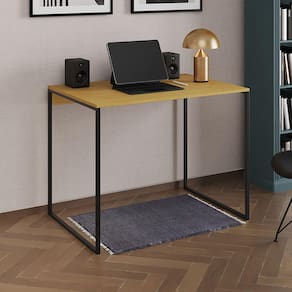 Escrivaninha Industrial Office Canela 120x53 Grécia Base Ferro Preto