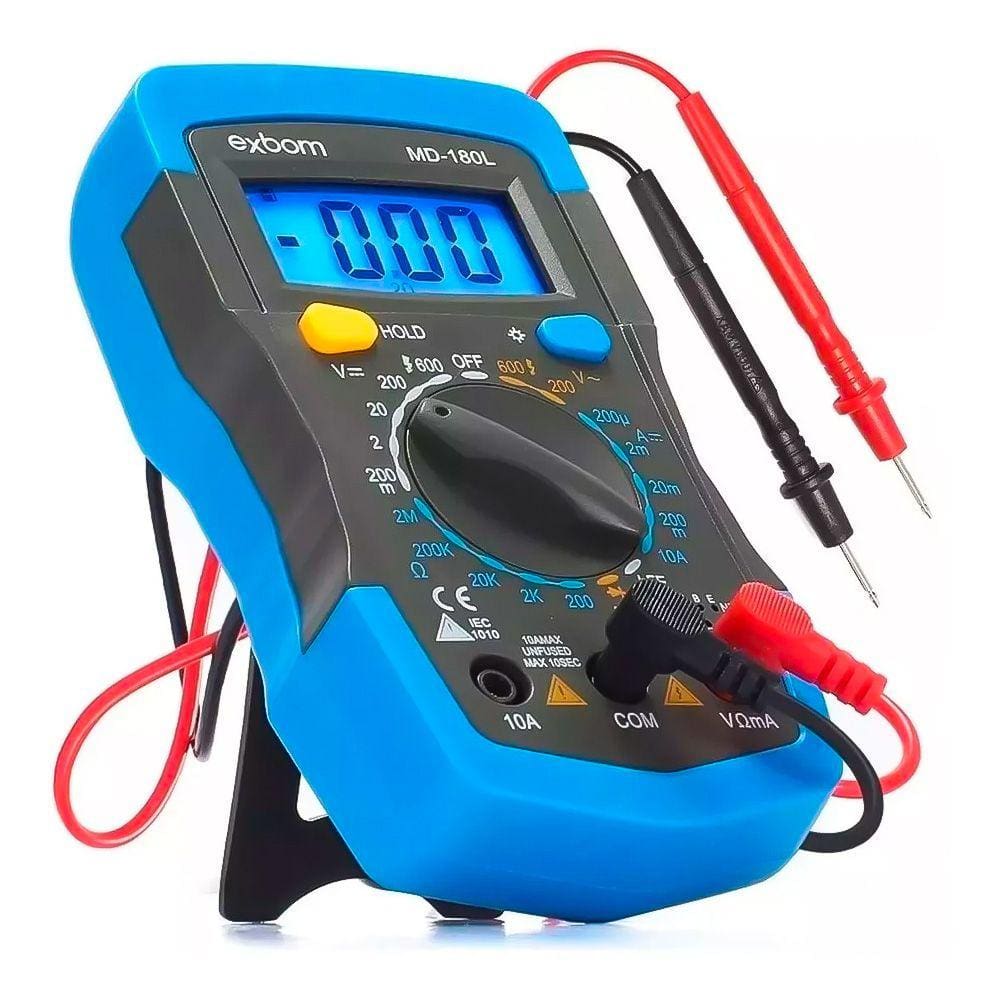 Multimetro Digital Portatil Lcd de 3 Digitos Com Iluminacao de Fundo-Exbom Md-180L