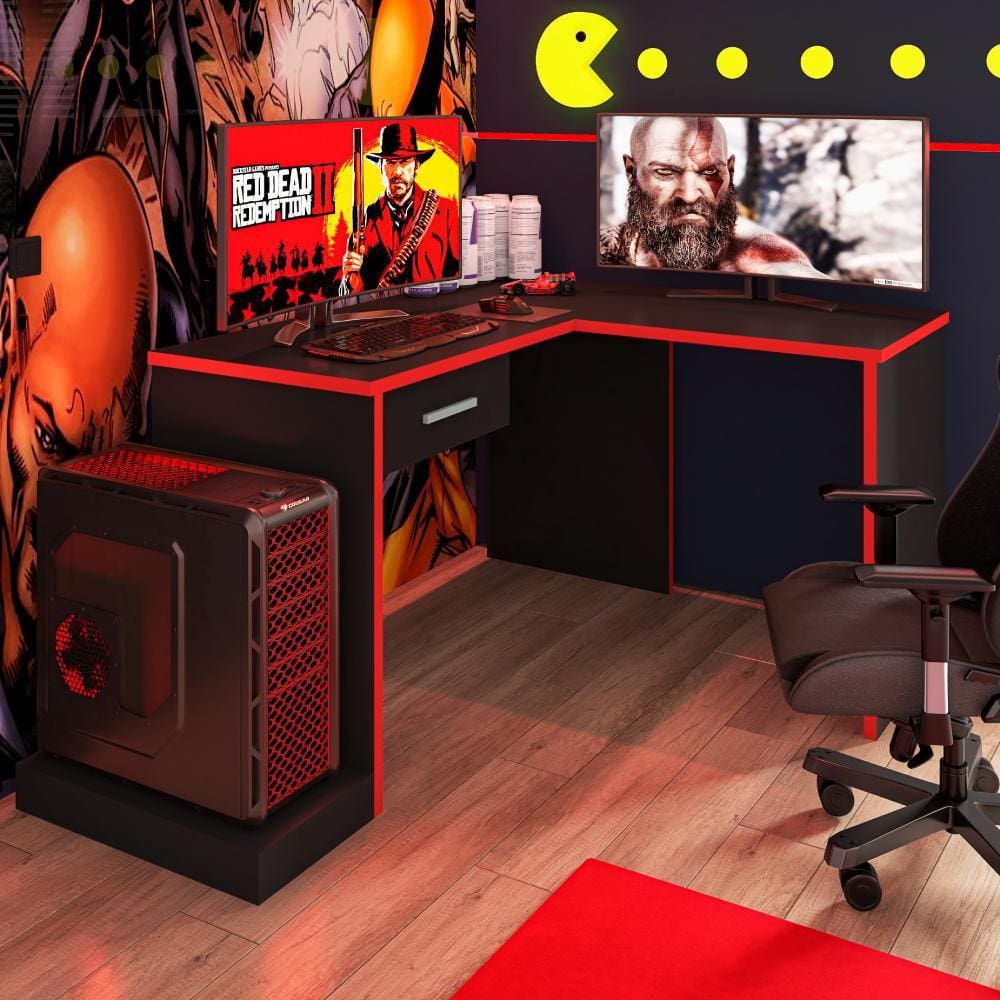 Mesa Gamer de Canto com Gaveta Wayra