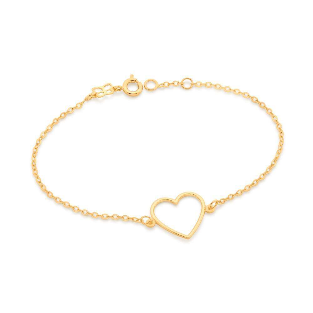 Pulseira Rommanel coração ouro 18k - Elo Intercalado 19cm