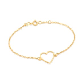 Pulseira Rommanel coração ouro 18k - Elo Intercalado 19cm