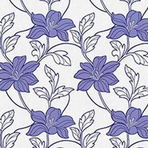 Papel De Parede K&G Emborrachado Floral Lilas E Branco