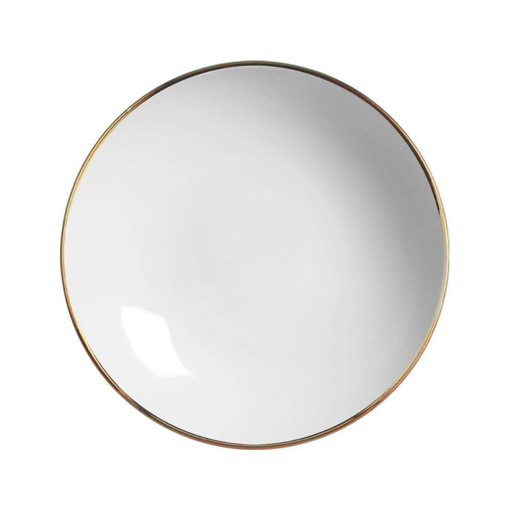 Conjunto Com 6 Pratos Fundo Coup Branco Pérola Premium 25Cm