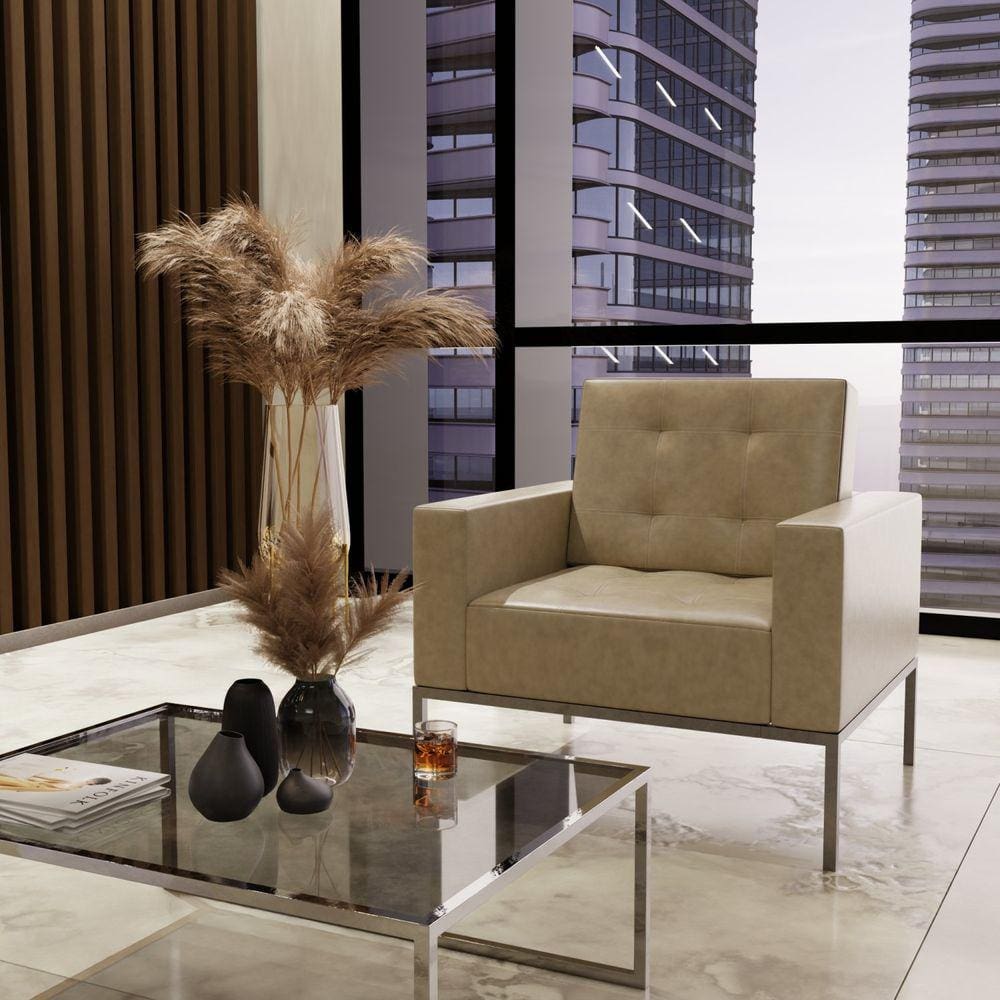 Poltrona para Escritório e Recepção Sintético Isis Bege