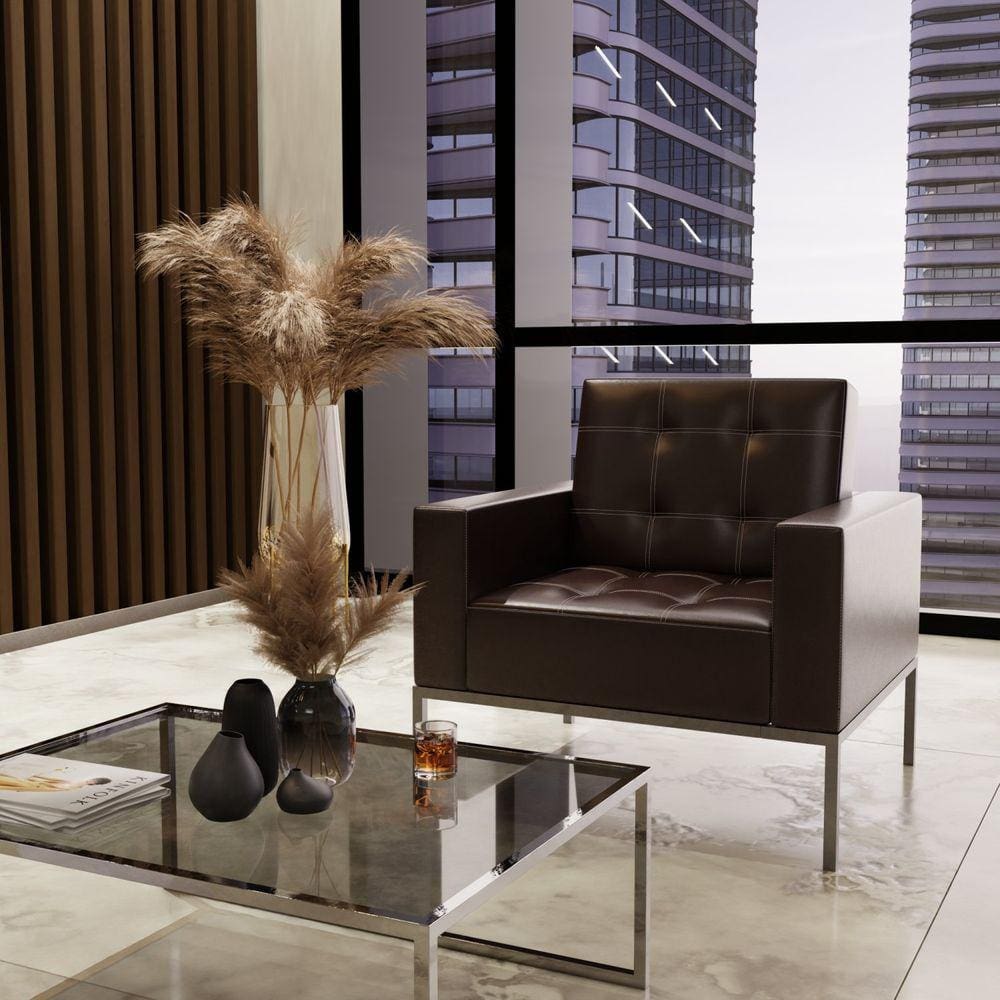 Poltrona para Escritório e Recepção Sintético Isis Marrom