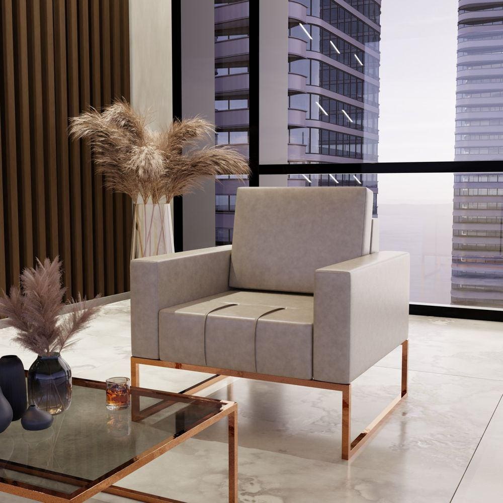 Poltrona para Escritório e Recepção Sintético Atena Bege