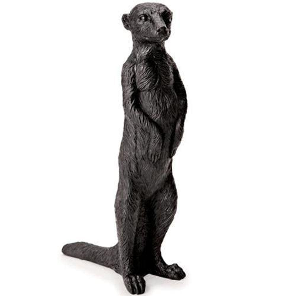 Escultura Em Poliresina Suricato Preto 30 Cm