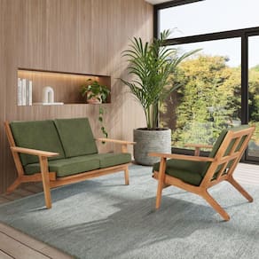 Sofá para Jardim com 3 Lugares Lótus Stain Jatobá/Verde
