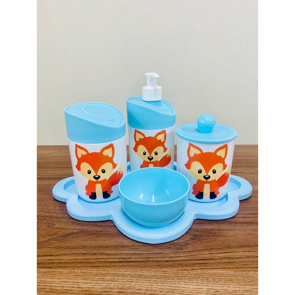 Kit Higiene Raposinha Baby c/bandeja nuvem azul