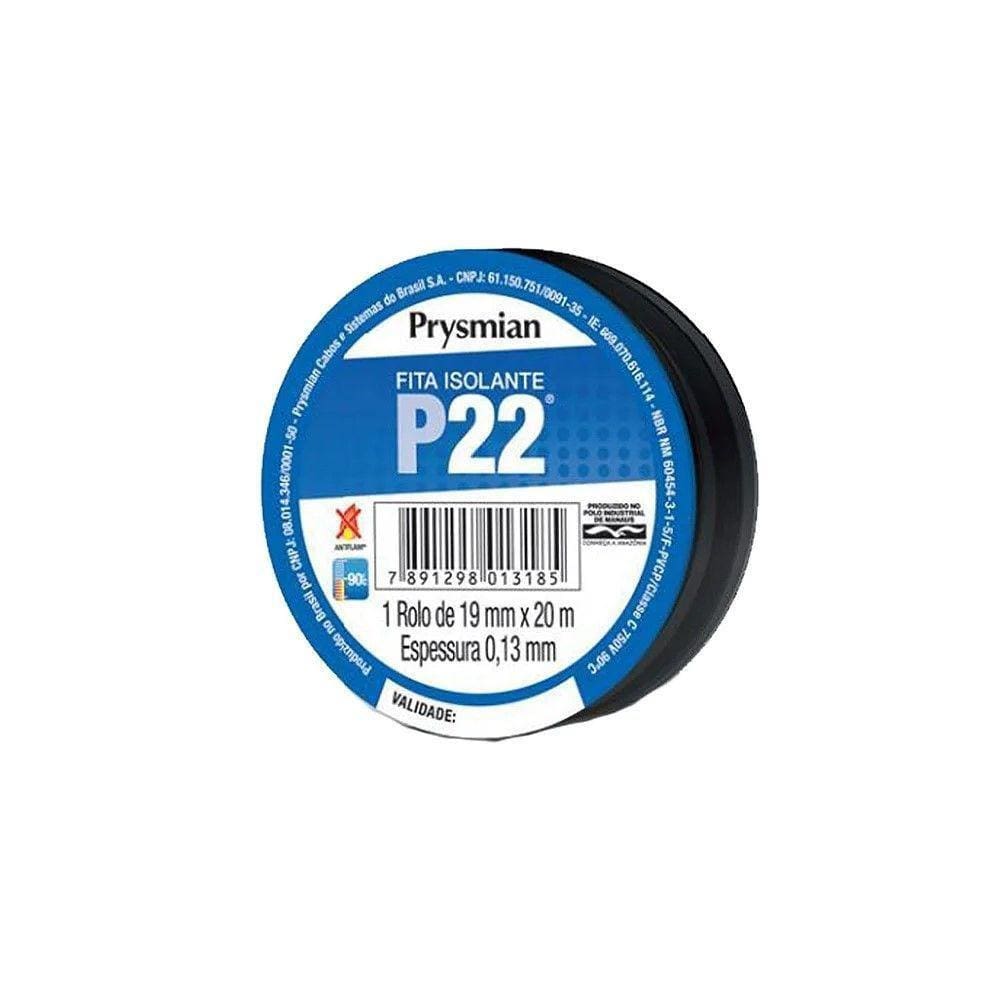 Fita Isolante P22 19mm X 20m Pvc Antichama Preta Prysmian