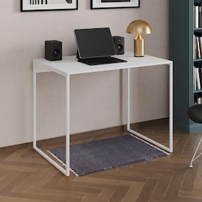 Escrivaninha Industrial Office Branca 120x53 Grécia Base Ferro Branco