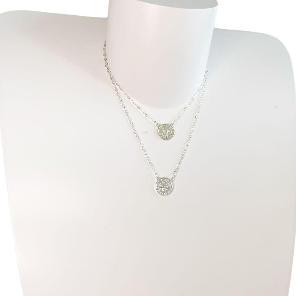 Escapulário Masculino de São Bento em Prata 925