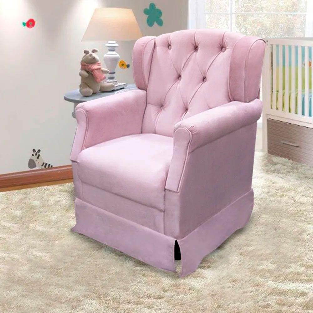 Poltrona Cadeira de Amamentação Balanço Ternura Material Sintético Rosa - Speciale Home