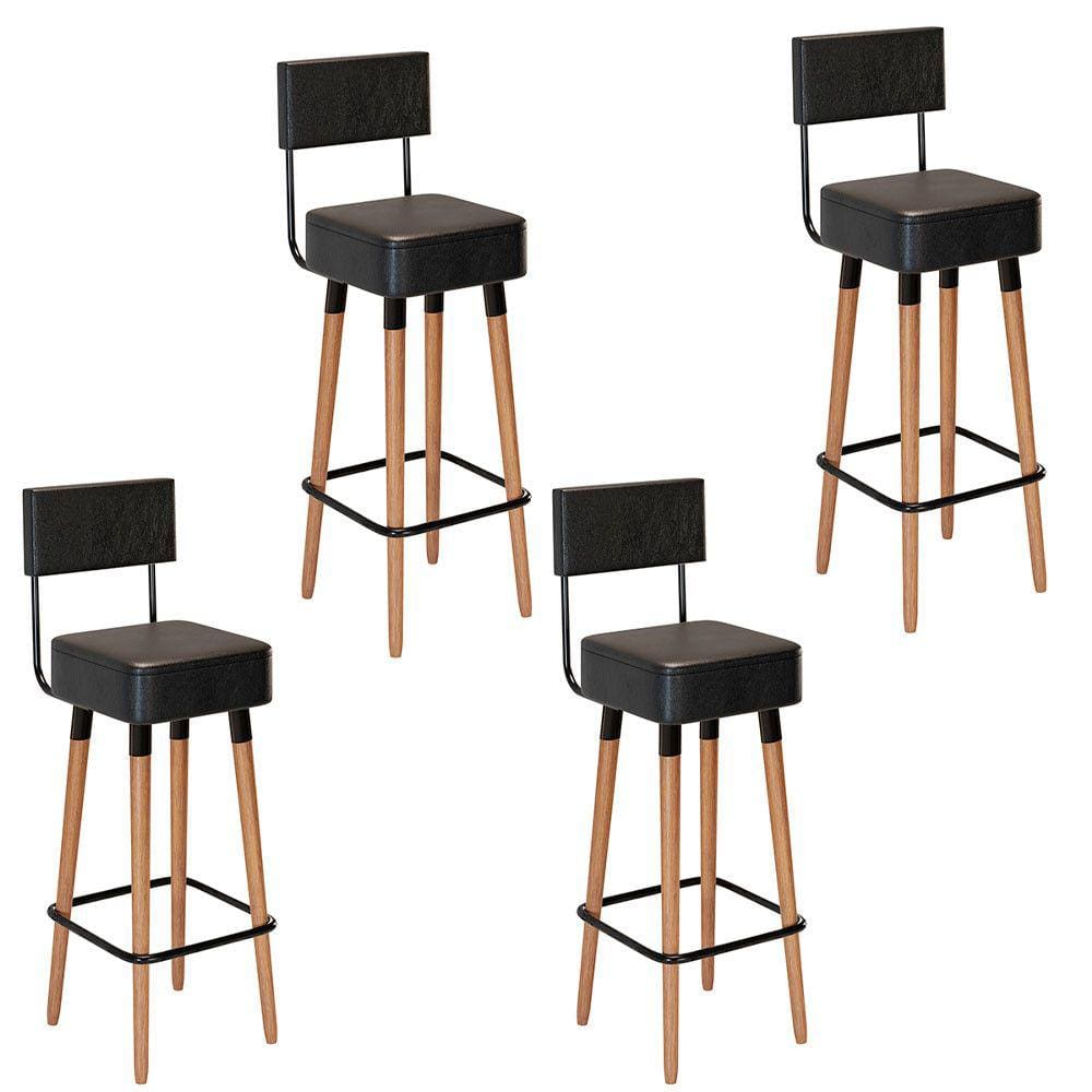 Kit 4 Banquetas Barcelona Cor Preto - Speciale Home