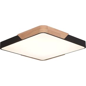 Plafon Led Quadrado Wood 40X40cm Madeirado E Preto 54W 3000K