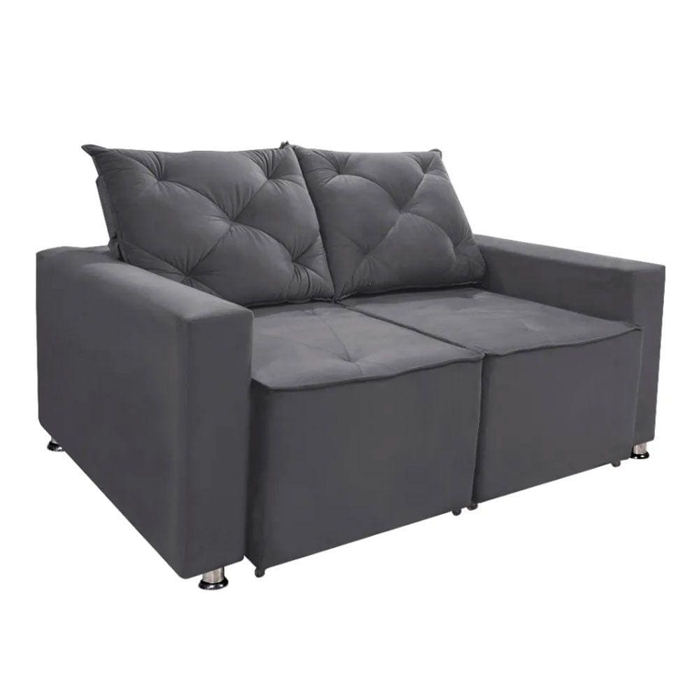 Sofá Retrátil e Reclinável 2 lugares Bariloche 1,50cm c/Molas Suede Cinza