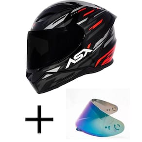 Capacete ASX City Arrow Preto e Vermelho Mais Viseira Camaleão