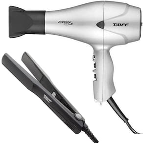 Kit Taiff - Secador Profissional Fox Ion S Prata 2100W 127V + Prancha Ceramic 180ºc Bv