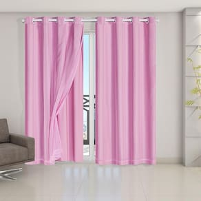 Cortina Blackout Blecaute Com Voil 2,80 X 2,30 Rosa