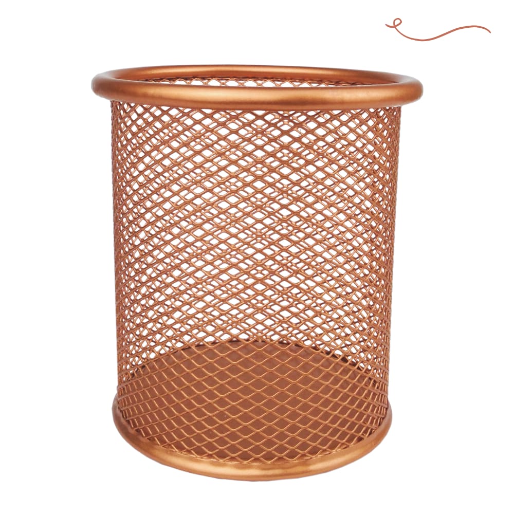 Porta Lapis Aramado Redondo Rose Gold 10cm