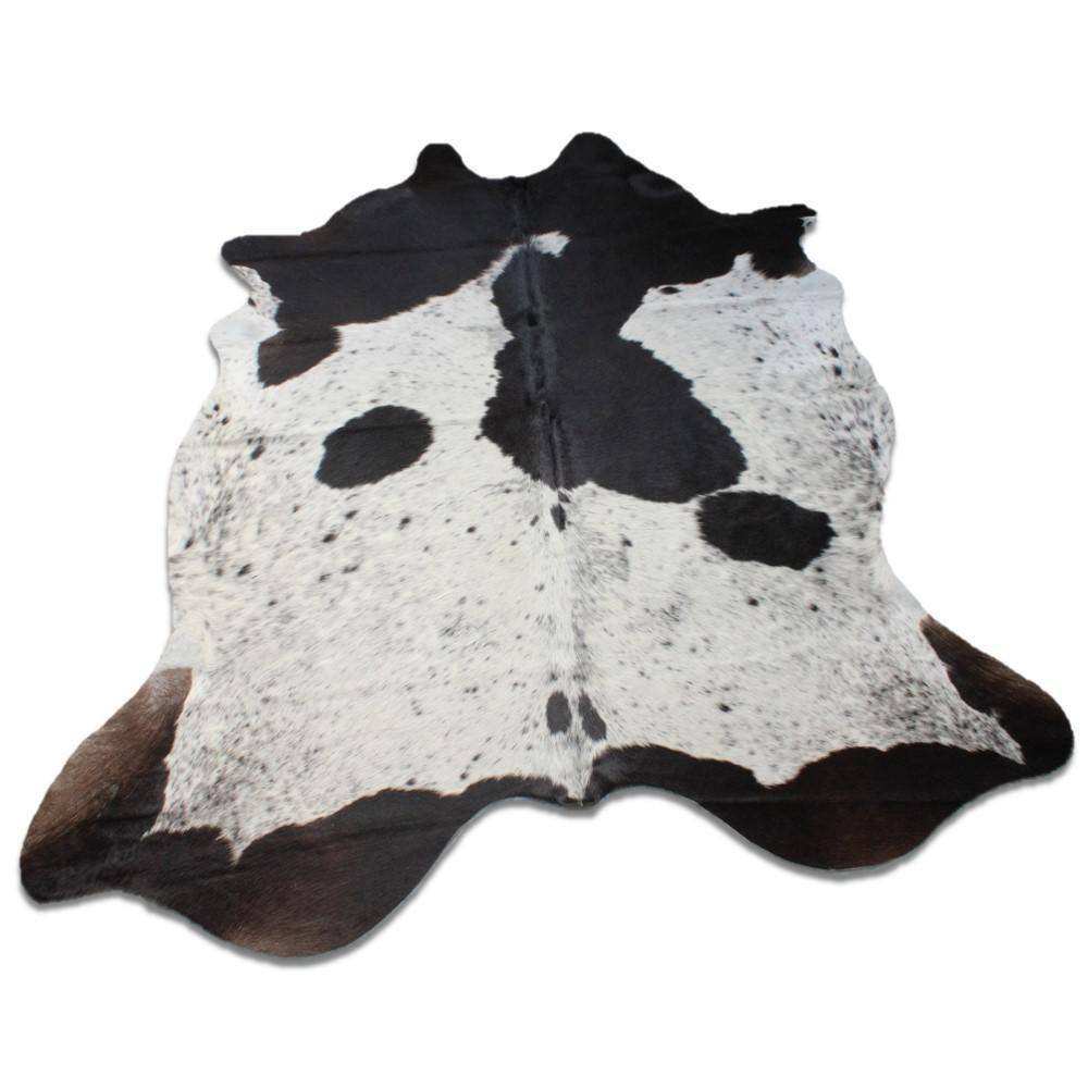 Tapete De Couro Salpicado Preto E Branco - Médio