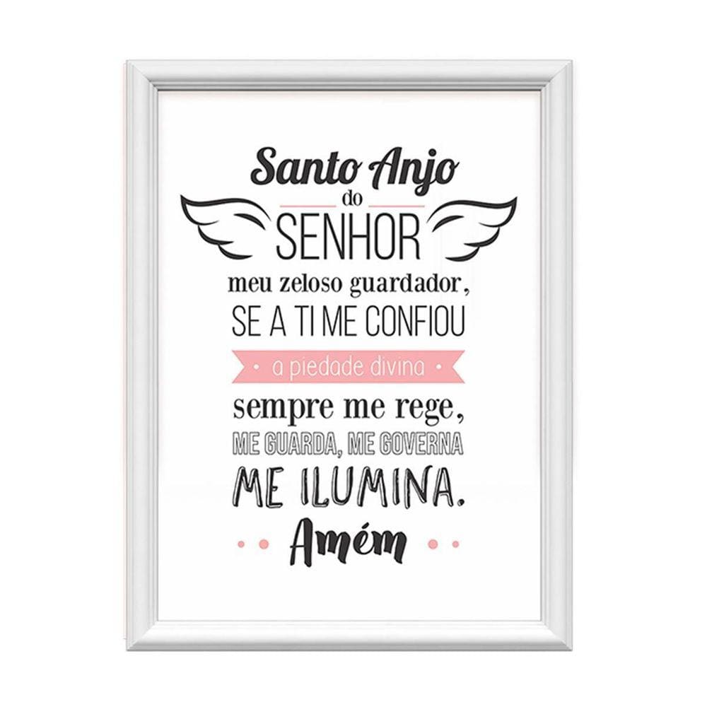 Quadro Decorativo Santo Anjo Do Senhor Rosa 34X44Cm