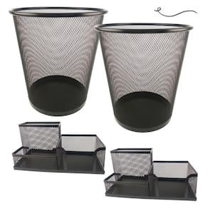 Kit Organizador Mesa Escritório E Lixeira Home Office Preto