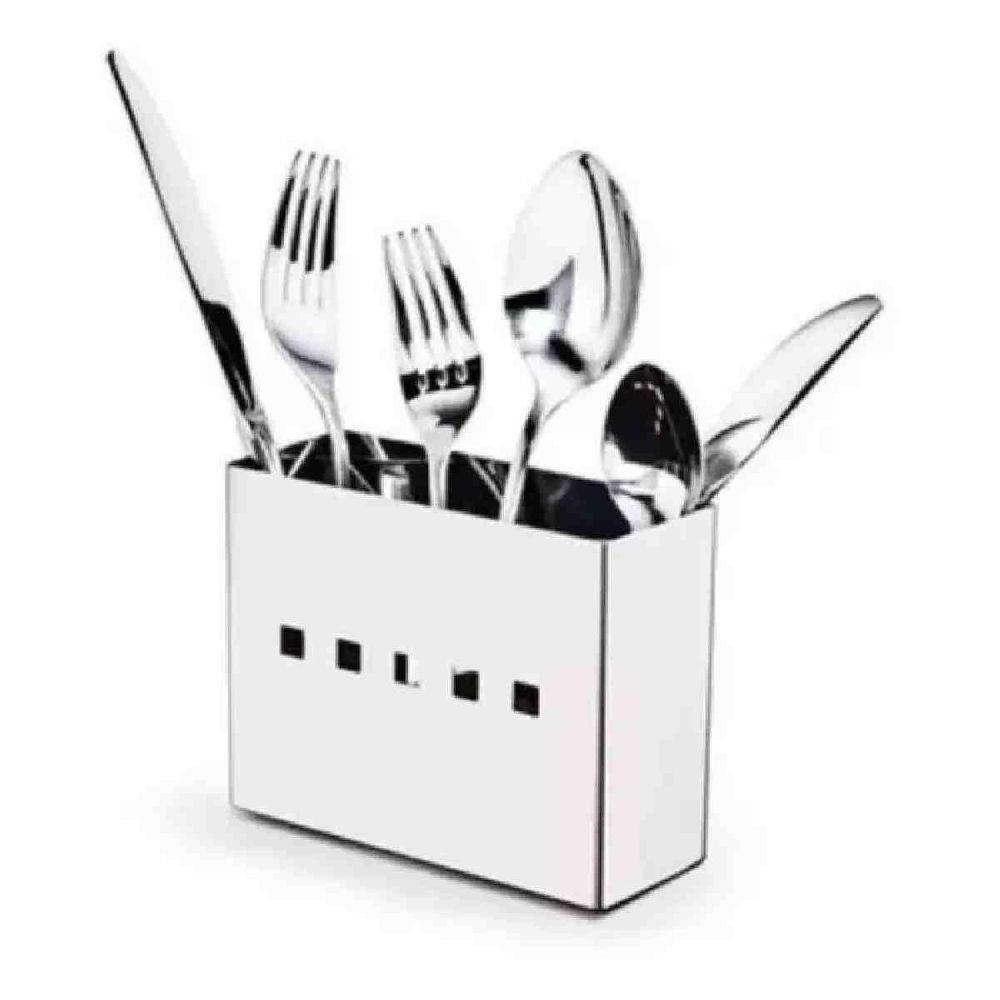 Porta Talheres Inox com Divisor 10x5cm - Durável