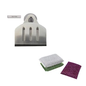 Porta Esponja Inox Ventosa Redondo E 3 Esponjas Anti Risco