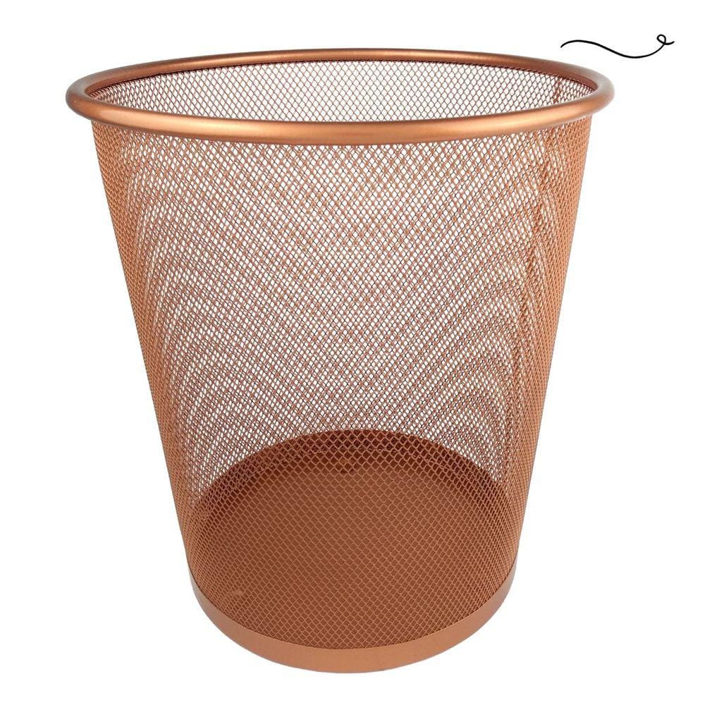 Lixeira Para Escritório Quarto 10L Black Rose Gold Preto Dourado