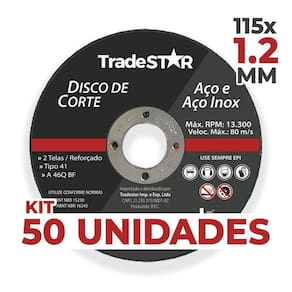 50 Discos de Corte Metal 4.1/2 115x1,2mm - Óxido Alumínio