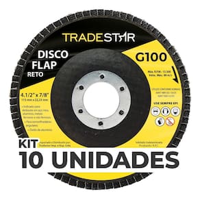 Kit Com 10 Disco Flap Reto 4.1/2 X 7/8 Fds115-100Fc Z100