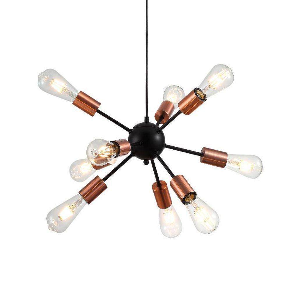 Lustre Pendente Quality Kiev Preto E27 - 9 Lâmpadas